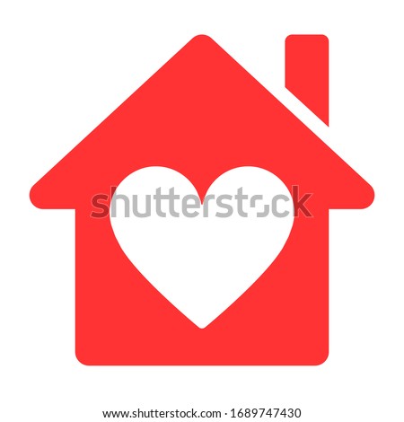 House with heart pictogram. Love home icon. Modern vector illustration of  residental building.