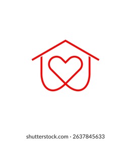 House heart shape icon isolated on white background