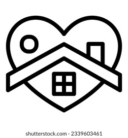 House with heart shape line icon. Stay home symbol, outline style pictogram on white background. Home Quarantine prevent coronavirus sign for mobile concept and web design. Vector graphics.