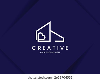 House with heart shape logo design, Modern and simple love home icon vector