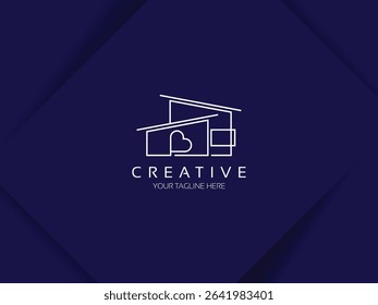 House with heart shape logo design, Modern and simple love home icon vector template