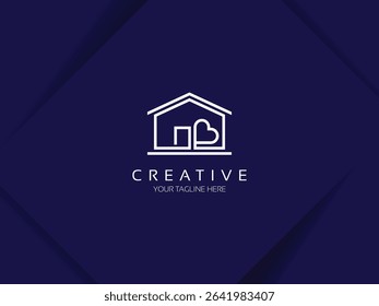 House with heart shape logo design, Modern and simple love home icon vector template