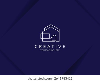 House with heart shape logo design, Modern and simple love home icon vector template