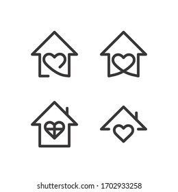 House with heart shape, love home symbol, vector illustration isolated on white background stay home, sticker symbol vector