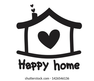 House with heart shape within, love home symbol, vector illustration isolated on white background,happy home
