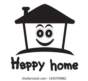  House with heart shape within, love home symbol, vector illustration isolated on white background, happy home
