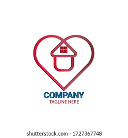 Casa con forma cardíaca dentro, símbolo del hogar de amor, ilustración vectorial aislada en un fondo limpio