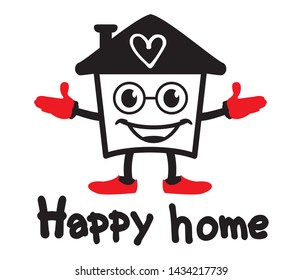  House with heart shape within,love home symbol, vector illustration isolated on white background,happy home
