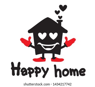  House with heart shape within,love home symbol, vector illustration isolated on white background,happy home
