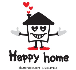  House with heart shape within,love home symbol, vector illustration isolated on white background,happy home
