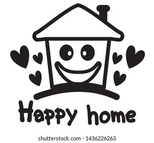  House with heart shape within,love home symbol, vector illustration isolated on white background,happy home
