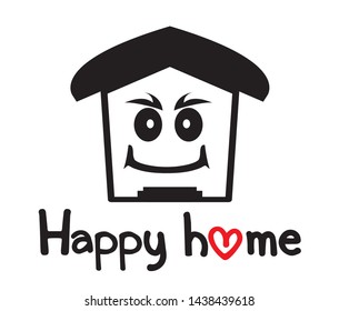 House with heart shape within,love home symbol, vector illustration isolated on white background,happy home