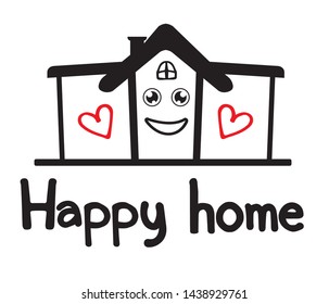 House with heart shape within,love home symbol, vector illustration isolated on white background,happy home