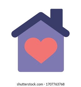 house with heart solidarity flat style vector illustration design