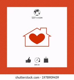 House with heart symbol. Elements for your design