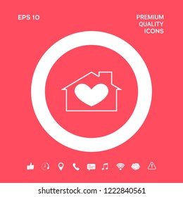 House with heart symbol. Graphic elements for your design