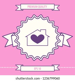 House with heart symbol. Graphic elements for your design