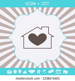 House with heart symbol. Graphic elements for your design