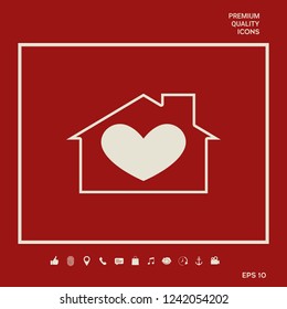 House with heart symbol. Graphic elements for your design