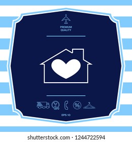 House with heart symbol. Graphic elements for your design