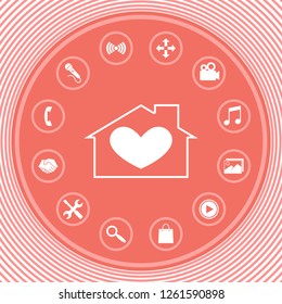 House with heart symbol. Graphic elements for your design