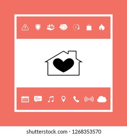 House with heart symbol. Graphic elements for your design