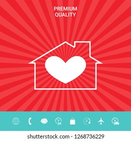 House with heart symbol. Graphic elements for your design