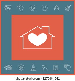 House with heart symbol. Graphic elements for your design