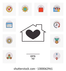 House with heart symbol. Graphic elements for your design