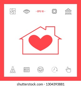 House with heart symbol. Graphic elements for your design