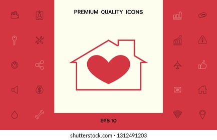 House with heart symbol. Graphic elements for your design
