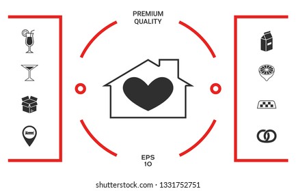 House with heart symbol. Graphic elements for your design