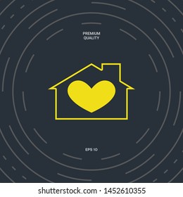 House with heart symbol. Graphic elements for your design