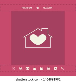 House with heart symbol. Graphic elements for your design