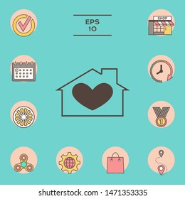 House with heart symbol. Graphic elements for your design