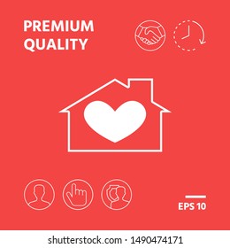 House with heart symbol. Graphic elements for your design