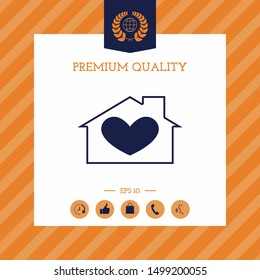 House with heart symbol. Graphic elements for your design