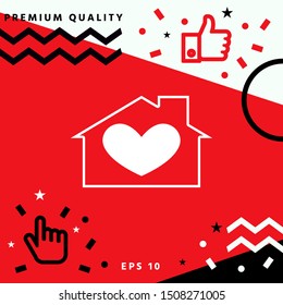 House with heart symbol. Graphic elements for your design