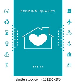 House with heart symbol. Graphic elements for your design