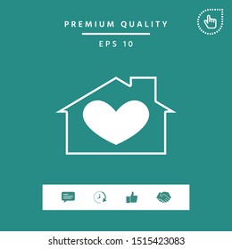 House with heart symbol. Graphic elements for your design