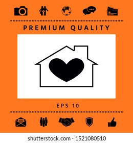 House with heart symbol. Graphic elements for your design