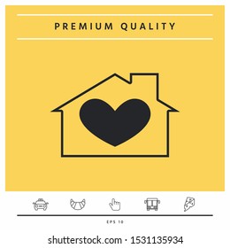 House with heart symbol. Graphic elements for your design