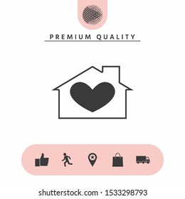 House with heart symbol. Graphic elements for your design