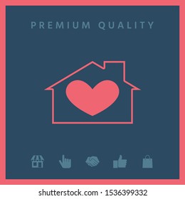 House with heart symbol. Graphic elements for your design