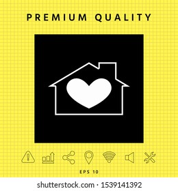 House with heart symbol. Graphic elements for your design