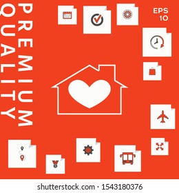 House with heart symbol. Graphic elements for your design