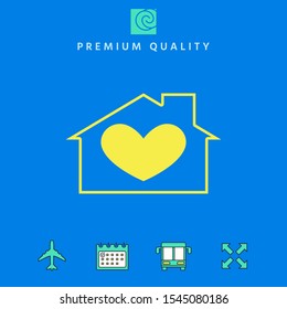 House with heart symbol. Graphic elements for your design