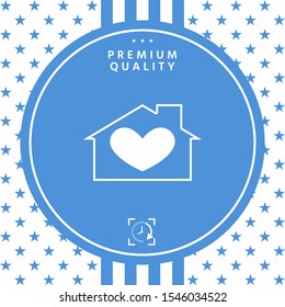 House with heart symbol. Graphic elements for your design