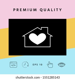 House with heart symbol. Graphic elements for your design
