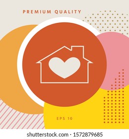 House with heart symbol. Graphic elements for your design